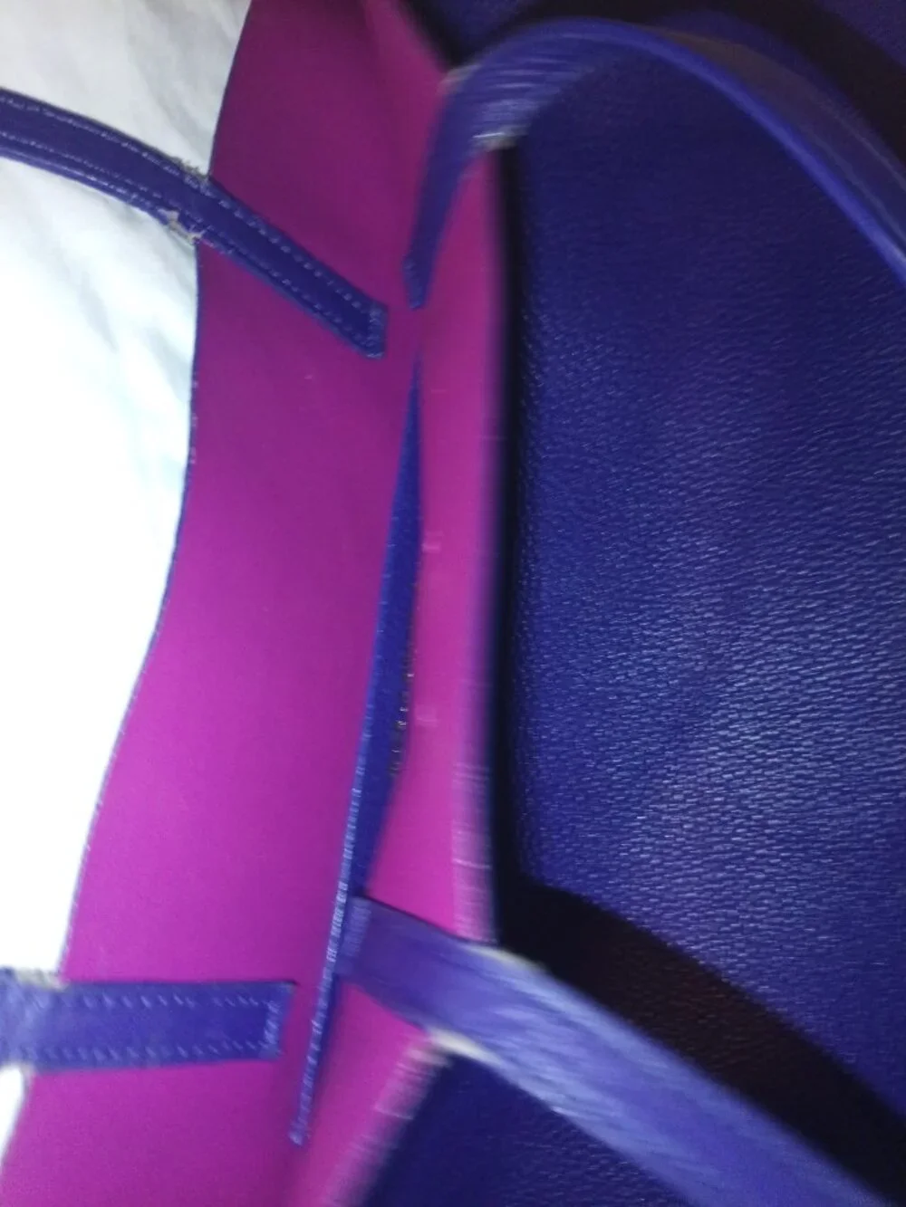 Kate Spade Pebbled Leather Bow Double Handle Large Tote Royal Purple